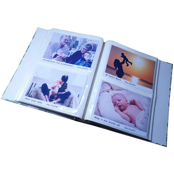 Lot de 2 albums photo 4 x 6, chaque album photo peut contenir jusqu'à 200  photos 4 x 6, total 400 photos, famille – voyage – album photo enfant  (feuilles). 