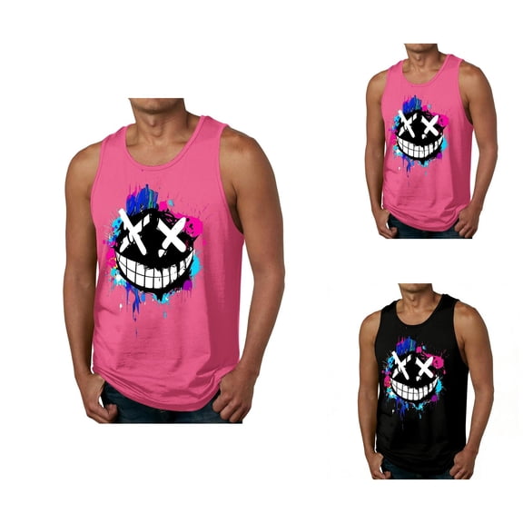 Tank Tops for Men Cool Ghost Face Graphic Scoop Neck Sleeveless Shirt Summer Casual Tanks Streetwear