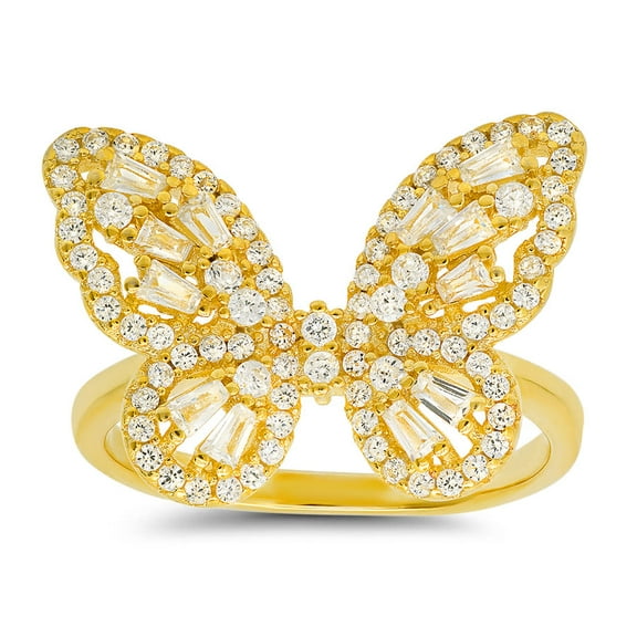 Kylie Harper 14k Gold Over Silver Baguette Cubic Zirconia CZ Butterfly Ring