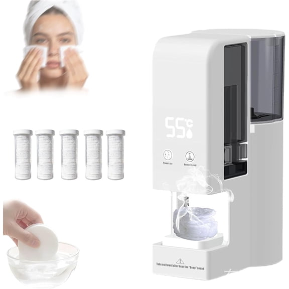 Towel Heater Machine, Hot Towel Warmer Dispenser,55°C Towel Dispenser,with 100 Compressed Towels/Smart Voice Alerts,for Facials/Cleaning