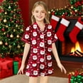 thumbnail image 3 of XEGLSBU Kids Christmas Pajamas Boys Youth 8 Girls' Halloween Printed Silk Pajamas Short Sleeved (2 13 Years) Red Size 6-7 Years, 3 of 4