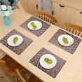 thumbnail image 2 of Decozen Placemats Set of 8 for Dining Table - Plastic Rectangular Vinyl, PVC, 18"x12" - Dark Brown, 2 of 9