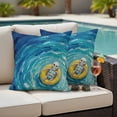 thumbnail image 4 of Funny Art Outdoor Pillow Covers Pack of 2 Summer Skeleton Swimming Blue Sea View Oil Painting Waterproof Throw Pillow Covers Decorative Cushion Cases for Patio Garden Tent Balcony Couch 26x26 inch, 4 of 9