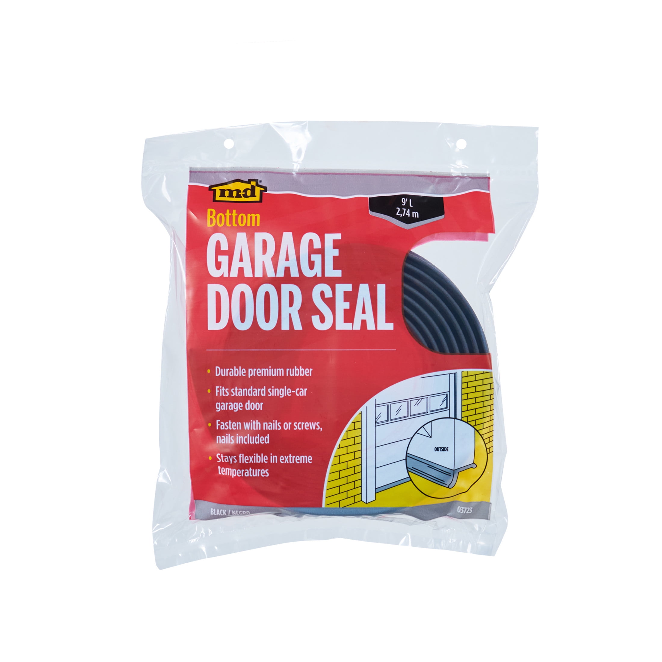 M-D Building Products 03723 9 ft. Black Rubber Garage Door Bottom Seal