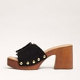thumbnail image 4 of Sam Edelman Marcia Black Suede Squared Open Toe Slip On Block Heeled Sandals (Black Suede, 9), 4 of 6