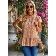 thumbnail image 1 of Uniexcosm Women's Floral Casual Blouses Ruffled Short Sleeve Round Neck Tops, 1 of 7