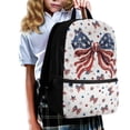 thumbnail image 2 of Pzuqiu American Flag Bow Backpack for Girls 6-8 with Lunch Box, Water Bottle Sleeve, Pencil Case & Keychain, 5-Piece Set Kawaii 17 Inch Large Capacity Bookbag for Back to School Supplies, 2 of 6