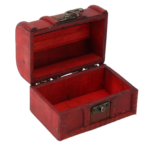 M Buder Vintage Wooden Storage Box Flip Open Type Jewelry Hold Case Desktop Decor for Earring Coins Small Keepsake Organizer Wooden Treasure Chest Box (4.72 inches / 12 cm)