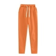 thumbnail image 7 of YOIAVAIOY Women Solid Casual Tracksuit Drawstring Waist Pants and Crew Neck Sweatshirt Matching Set 2 Piece Athletic Gym Sweat Suit Orange L, 7 of 7