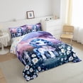 thumbnail image 3 of Manfei Cartoon Unicorn Animal Bedding Sets Twin with Comforter for Kids Girls, Rustic Floral Comforter Sets, Colorful Stars Reversible, 2pcs, 3 of 8