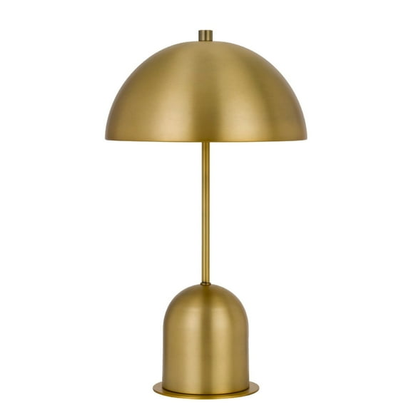 20 Inch Metal Accent Table Lamp with Dome Shade, Brass-Saltoro Sherpi