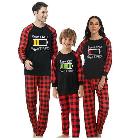 

FOCUSNORM Christmas Pajamas for Family Christmas Pjs Matching with Funny Print Long Sleeve Pullover+Trousers Matching Kids Adults