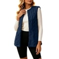 thumbnail image 6 of IROINNID Women's Fleece Vest Open Front Cable Knit Sleeveless Cardigan Coat with Pockets for Cozy Fall Winter Layering and Everyday Wear, 6 of 8