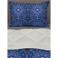 thumbnail image 3 of Navy Blue Comforter & Sham Bedding Set, Circular and Floral Alike Oriental Style Patterned Design Art, 3 pcs Duvet Set Microfiber Filling Quilt, 5 Sizes, Navy Blue White and Blue, by Ambesonne, 3 of 4