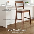 thumbnail image 5 of Best Choice Products Counter-Height Farmhouse Stools, Solid Wood  w/ Cushion & Backrest, Set of 2 - Chestnut/Cream, 5 of 8