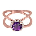 thumbnail image 3 of AoneJewelry 0.85 Carat 6MM Round Amethyst and Diamond Ring In 10K Solid Rose, White & Yellow Gold, 3 of 5