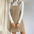 thumbnail image 4 of Baqcunre Maxi Dresses for Women 2024 Women's Solid Color Corduroy Loose Sleeveless Suspender A Line Suspender Dress Dresses for Women 2024 Summer Dresses for Women 2024 Womens Dresses Khaki S, 4 of 9