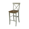 thumbnail image 3 of International Concepts Wood Cross Back Bar Height Stool - 30" Seat Height - Distressed Hickory/Stone, 3 of 10