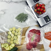 Nesco 2‑in‑1 Vacuum Sealer Machine with Digital Scale, Compact Food Sealer With Built‑In Cord Storage, Battery‑Operated Glass Scale, Includes (5) Quart Bags & (5) Gallon Bags, For Meal Prep & Portioning
