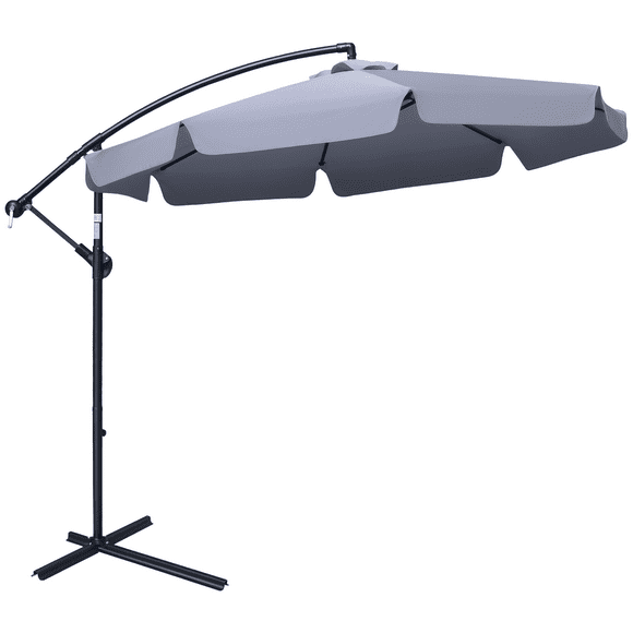 Outsunny Parasol Déporté Suspendu de Patio 9 Pi, Parasol Cantilever, Gris Foncé