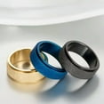 thumbnail image 2 of 8MM Blue/Black/Gold Frosted Spinner Band Titanium Steel Wedding Ring Size 7-12, 2 of 9