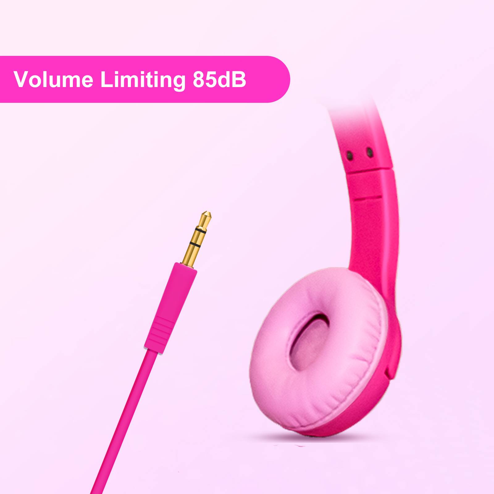 Olyre Cat Ear Kids Headphones, Wired, 85dB Volume Limit, Pink photo 4