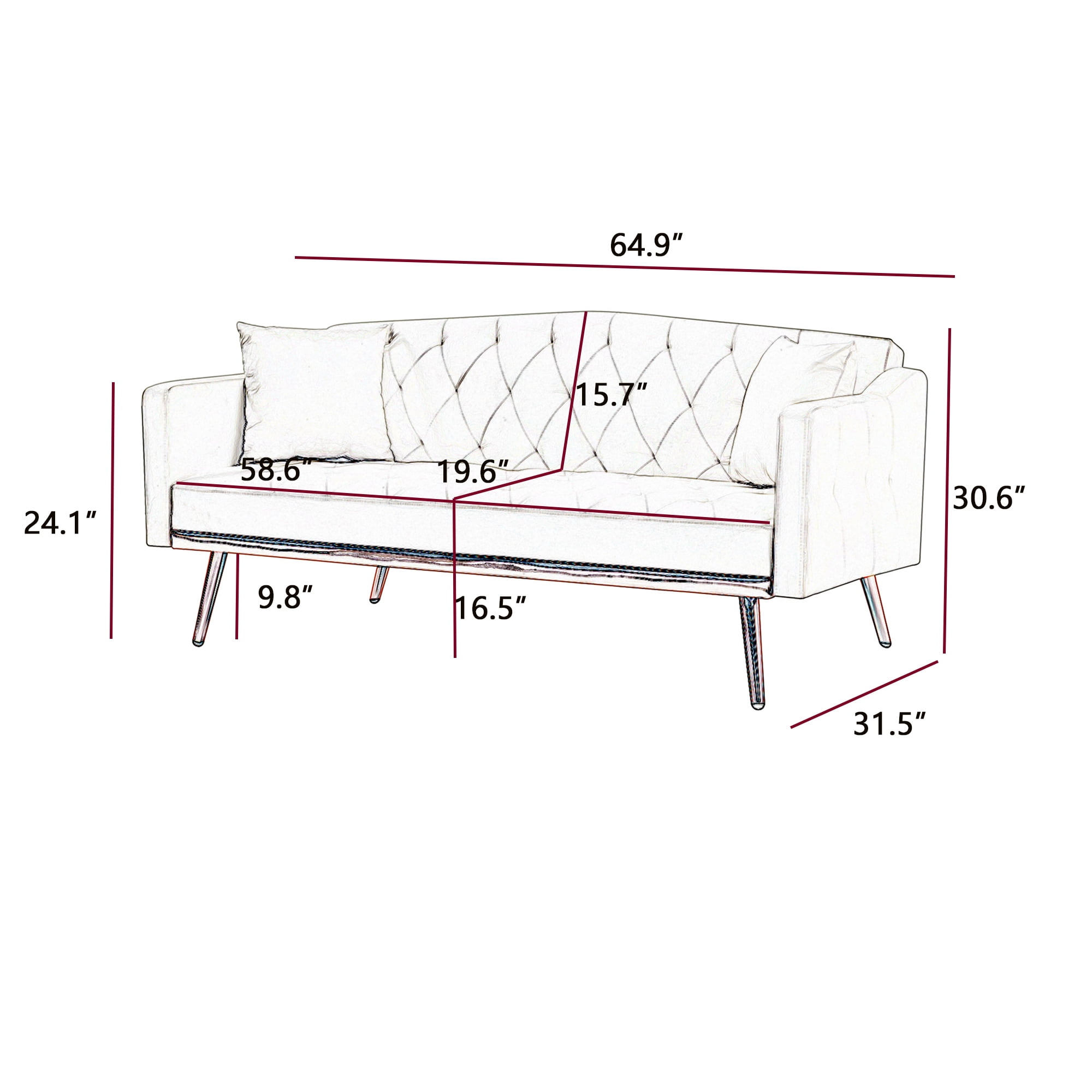 Kadyn Futon Sofa Bed with Metal Legs, Futon Convertible Sofa Bed for Living Room, 3-Speed Adjustable Living Room Sofa, Pink Kadyn Futon Sofa Bed with Metal Legs, Futon Convertible Sofa Bed for Living Room, 3-Speed Adjustable Living Room Sofa, Pink