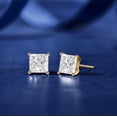 thumbnail image 2 of JeenMata 0.5 Carat Princess Cut Moissanite 4 Prong Solitaire Stud Earrings in 18k Yellow Gold Plating for Women, 2 of 7