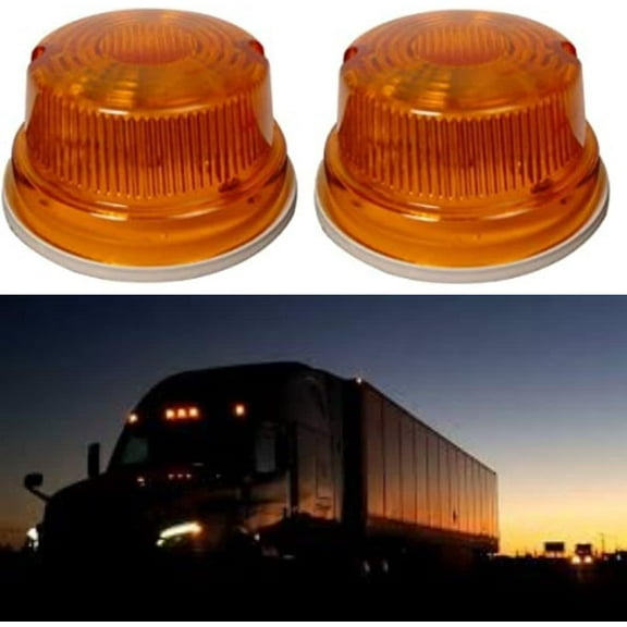 APSMOTIV 24V Volts Round Flashers Light Universal Vehicle for Truck Tractor Bus,Iseki,Yanmar Red emergency roadside flashers Amber| 2 Pieces