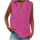 thumbnail image 3 of Conjuntos de trabajo para mujer,Camiseta de tirantes de lino con cuello en V para mujer, detalle de botones y bolsillo en el pecho, blusa informal sin mangas para estar en casa, sopatenor, 3 of 9