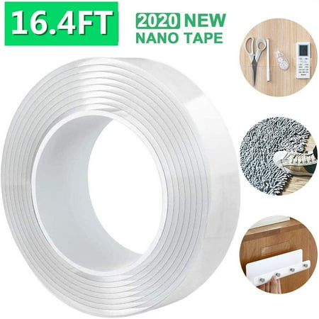 5 Pack Double Sided Tape Heavy Duty, Nano Magic Tape Adhesive Traceless Removable Stretchable Washable & Reusable Anti Slip Tape...