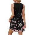 thumbnail image 5 of WTOBBY Women's Fashion Casual Printed V-Neck Button Vest Sleeveless Dress with Pocket, Floral Print for Summer Wear, Airy and Stylish Design for Vacation and Everyday Use,Black L, 5 of 5