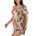 thumbnail image 2 of Lsque Roosters And Peonies Flowers Women's Short-Sleeved Pajama Set - 2 Piece Soft and Lightweight Sleepwear Set-Large, 2 of 9