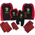 thumbnail image 2 of Conjuntos de pijamas navideños familiares a juego Grinch 2024, pijama de Grinch con parte superior y pantalones de pijama a cuadros, pijama de Grinch para niños y adultos para la familia, 3 Años, 2 of 4