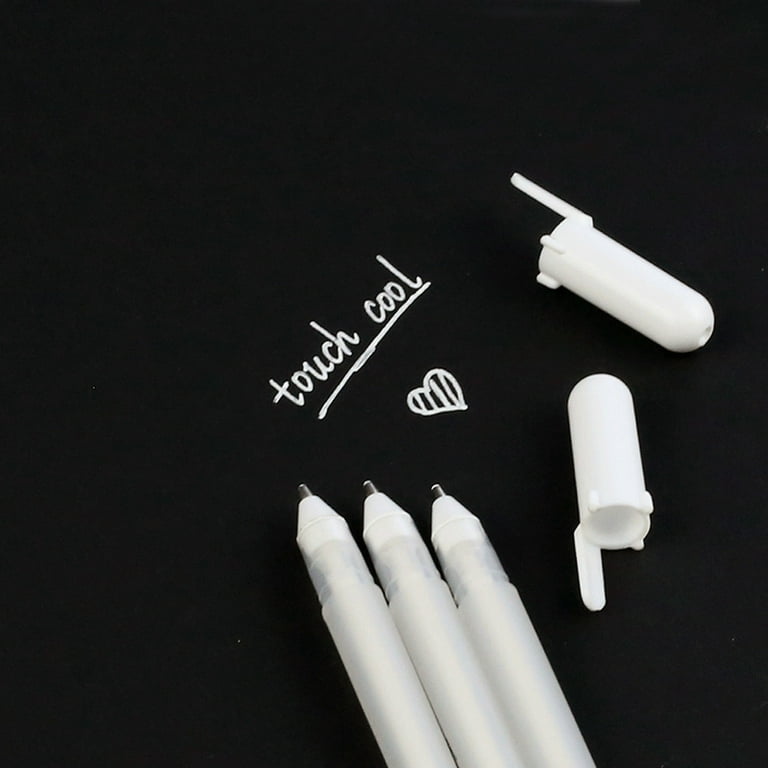 TUTUnaumb New-Year Highlight Pen White Highlight Paint Pen Creative Design  Black Cardboard Marking Paint Pen Ink Pens For Illustration Design Black  Paper Drawing Spot Promotion-White 