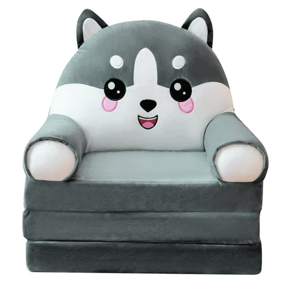 Kids Sofa Cushion Plush Foldable Backrest Armchair 2 In 1 Kids Couches and Sofas Fold out Cute Cartoon Lazy Sofa For Living Room Bedroom Yak Gear Seat