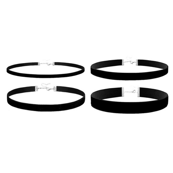Black Choker Necklace 4 Pcs for Woman Velvet Adjustable for Gothic Accessories