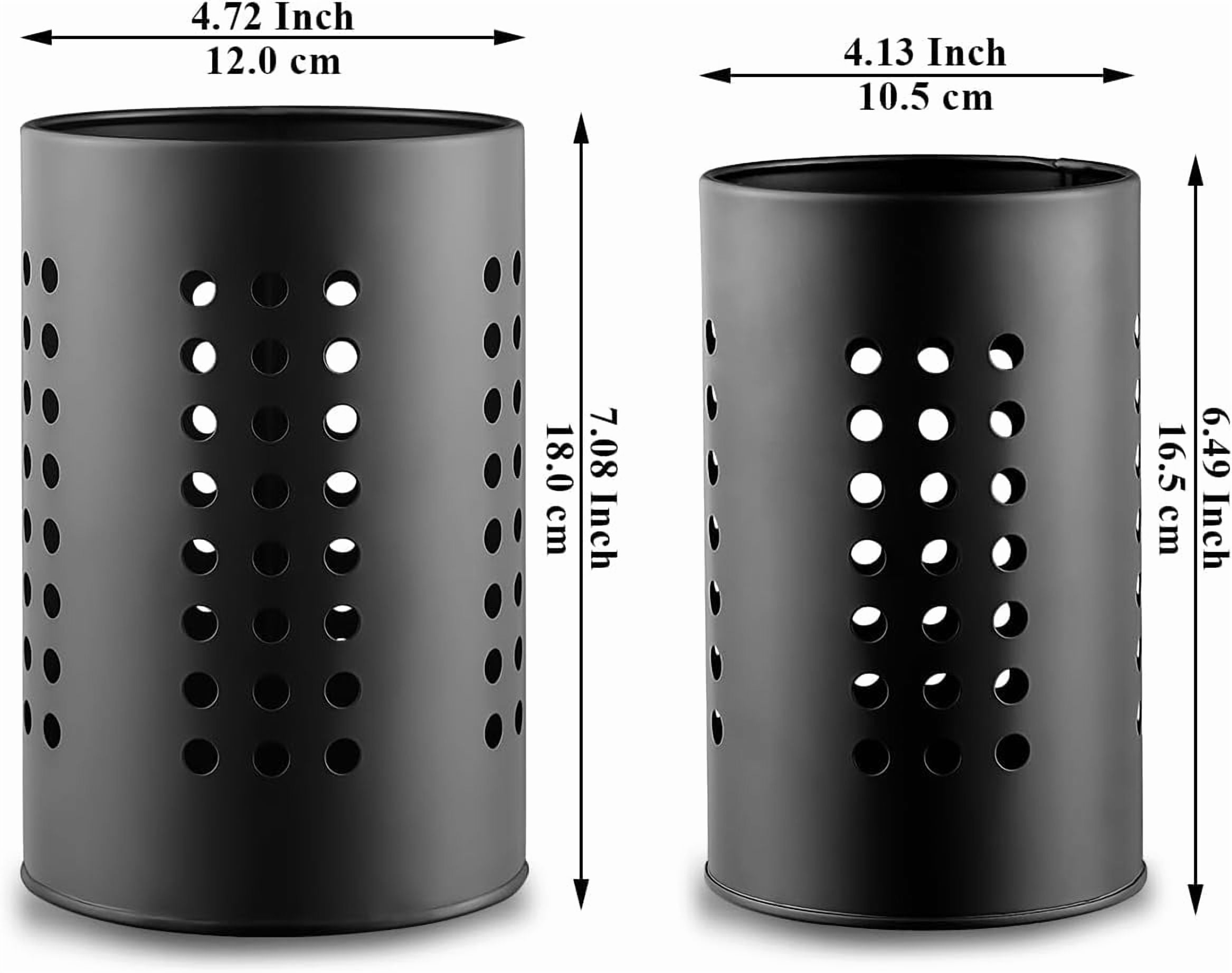 Kitchen Utensils Holder for Counter Top 2 Pieces, Black Stainless Steel Cutlery Holder, Kitchen Essentials Farmhouse Style Home Countertop Organizer