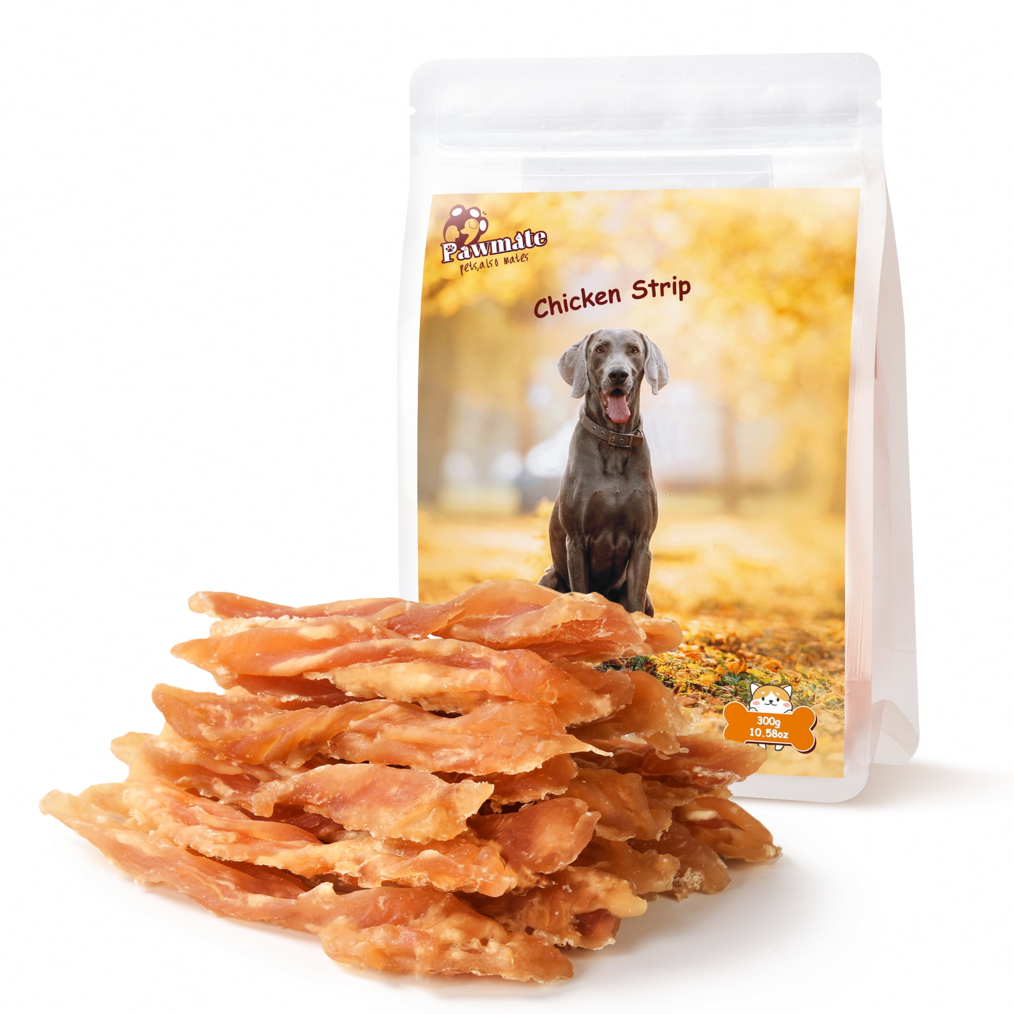 Pawmate Chicken Jerky Dog Treats, Premium Jerky Healthy Snacks for Small Medium Large Dogs, 27-30 ct Packet