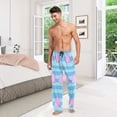 thumbnail image 7 of Pink Cloud Stripes Men's Lightweight Pajama Bottoms Stretch Elastic Waist Side Pockets Spring Fall, 7 of 7