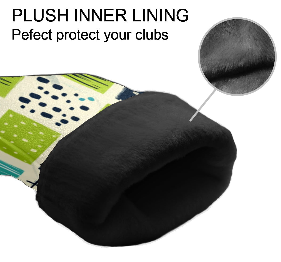 Golf Club Head Cover Waterproof Leather Golf Accessories HeadCovers Set Driver Headcover for Women Men Green And Blue Square Pattern