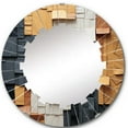 thumbnail image 2 of DESIGN ART Designart "Cubic Yellow And Grey Fiber I" Cubism Modern Wall Mirror 24in.x24in., 2 of 4