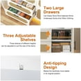 thumbnail image 2 of 3-Door Armoire Wardrobe Closet for Bedroom with Mirror & LED Lights, 70" Rattan Door Wardrobe with 2 Drawers and 4-Layer Shelves, Boho Large Armoire Clothes Organizer with 2 Hanging Rods, 2 of 10