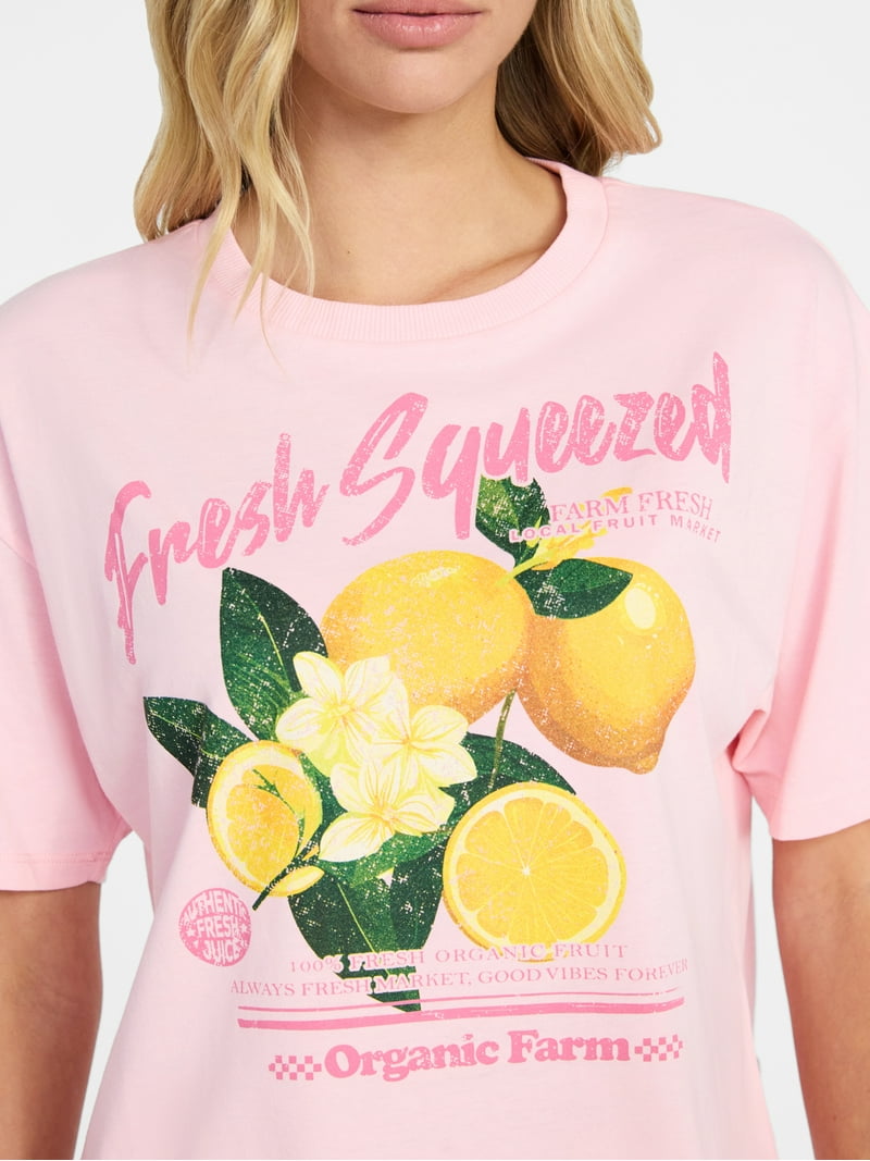 No Boundaries Boxy Cropped Graphic Tee, Women's XXS-XXL - Walmart.com