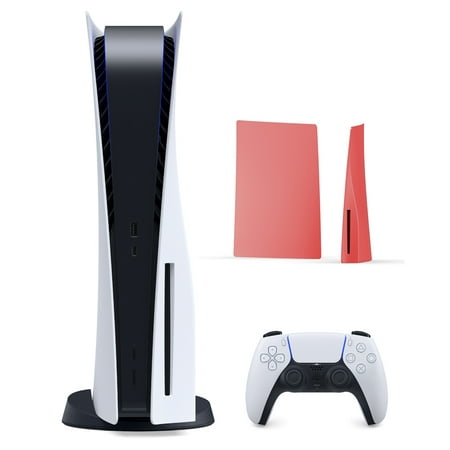 Sony PlayStation 5 Customization Bundle: 1.8TB Upgraded PCIe Gen 4 NVMe SSD Disc Version PS5 Console and Wireless Controller with Mytrix Customized Body Plate - Red