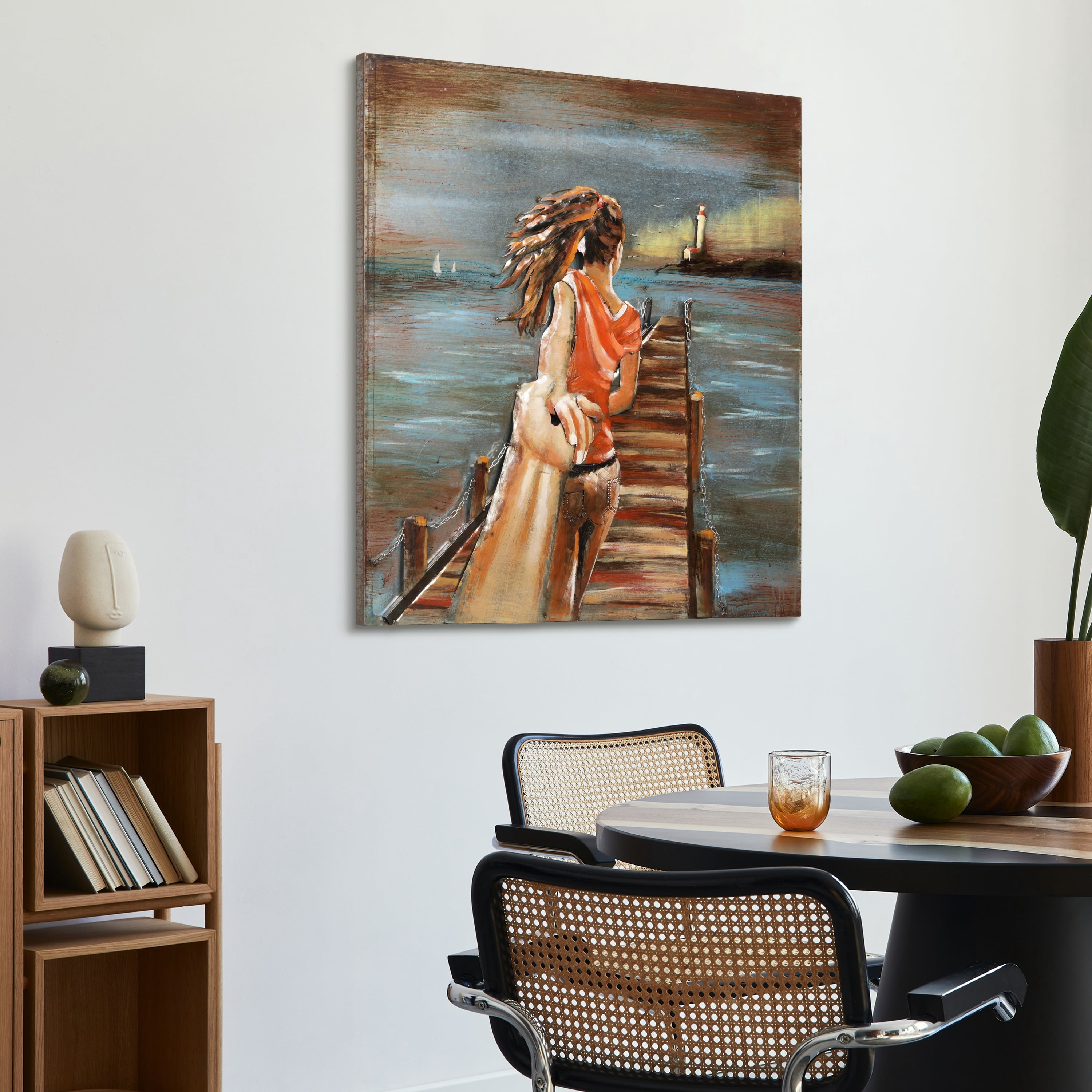 Empire Art Direct 'Lighthouse' by Primo Mixed Media Hand Painted 3D Iron Wall Sculpture