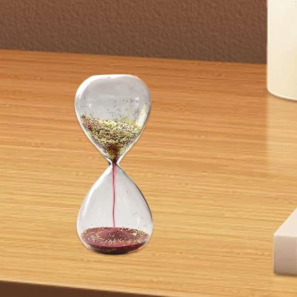 Reloj de arena hecho a mano con temporizador de cristal y arena brillante para regalo de cumpleaños para niños Rojo