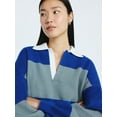 thumbnail image 4 of Scoop Women’s and Women’s Plus Oversized Rugby Sweater, Midweight, Sizes XS-4X, 4 of 5