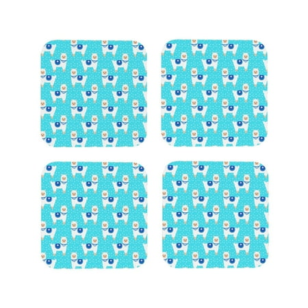 

Coasters Set of 4 - Classic Cute Alpaca Drink Coasters for Tabletop Protection Leather Coasters for Living Room Decor and Housewarming Gift Square