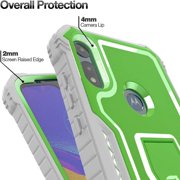 FITO For Moto E Phone Case, Phone Case with Screen Protector and Kickstand (Green)